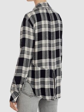 Anthropologie Bella Dahl Highland Peak Split Back Plaid Gauze Style Shirt Small